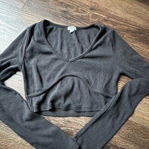 Garage black Long Sleeve Crop Top